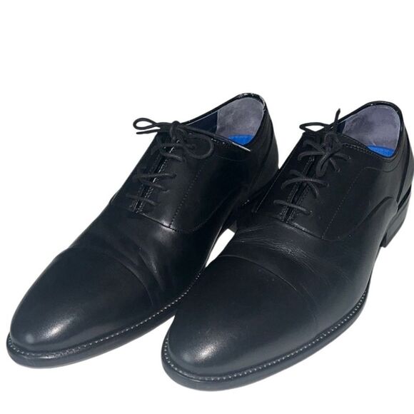 Johnston & Murphy Stockton Black Leather Cap Toe Lace Up Size 11 - Picture 1 of 13